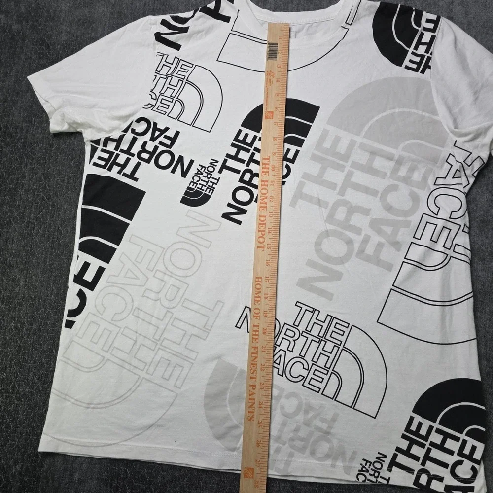 The North Face T Shirt Mens XL White Black AOP Allover Print Knit Cotton Street